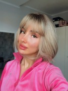 Peruka nowa jak naturalne brąz blond jasne bob gęste grzywka dla kobiet