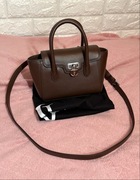Torebka Ralph Lauren mini do ręki satchel crossbody skóra czekoladowa