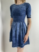 Jeansowa sukienka mini rozkloszowana z krótkim rękawem rozm. S