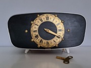 Piekny stary kominkowy odnowiony vintage antyczny zegar, nakrecany, Niemcy