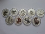 Zestaw 9 Monet Srebrnych Bogowie Olimpu 1 oz - Perth Mint 