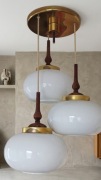 Wyjątkowa Lampa Vintage PRL Kaskada MidCentury Mosiądz/Drewno SPRAWNA