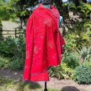 Duża chusta szal dupatta haftowana czerwona bawełna haft orient hijab pareo