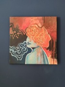 Obraz akrylowy portret piwonia kwiaty 