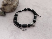 Bransoletka męska/unisex kamienie naturalne, turmalin, lawa, stal UNIKAT 