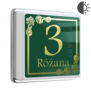 PODŚWIETLANY numer domu LED czujnik zmierzchu tabliczka z kwiatami różami R