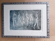 Akwaforta akwatinta grafika obraz AKT SEX EROTYKA