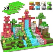 Klocki magnetyczne typu Minecraft 100szt 4 podkładki 2 figurki super jakosc