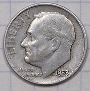 0698 USA 10 centów DIME 1953 D srebro ladna 