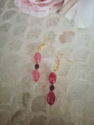 Kolczyki handmade z naturalnych srebro chalcedon granat hematyt 