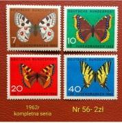 Znaczki fauna:56: motyle, owady- Niemcy 1962r **