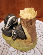Vintage porcelanowa figurka rodzina borsuków kolekcja Leonardo lata 90te 2