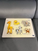 Drewniana układanka puzzle z uchwytami | zwierzątka po angielsku