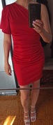 SUKIENKA bordowa ołówkowa midi z falbaną M