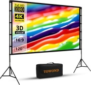 Mobilny Ekran Projekcyjny TOWOND 120" Kino 4K HD w Twoim Domu i Ogrodzie