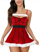 Zestaw świąteczna Czerwona seksowna bielizna Przebranie +stringi r.XS/S