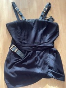 Czarna bluzka Guess ze skórzanymi paskami