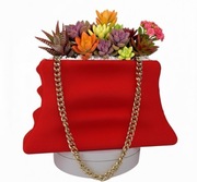 Doniczka jak stylowa Torebka czerwona z łańcuszkiem dekoracyjna gadżet