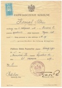1939r, Runowo Kraińskie , Zaświadczenie szkolne Korpal Albin 