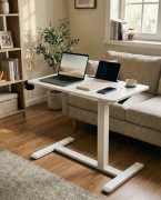 Stolik najazdowy Vasagle regulowany 65-102 cm na kółkach 80x45 cm biały