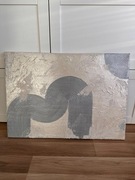 Ręcznie malowany nowoczesny strukturalny obraz SREBRNE fale 