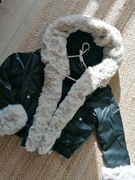 Eko skóra premium kurtka zimowa ocieplana futerkiem bomberka L 