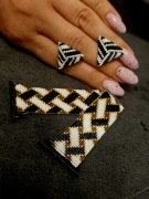 Ręcznie robiona bransoletka z koralików + kolczyki – komplet biżuterii hand