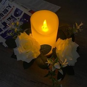 Swieca LED plastikowa duża beżowa 15cm 