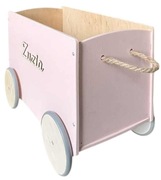 skrzynka skrzynia pojemnik na kółkach na klocki, zabawki + IMIĘ DZIECKA