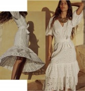 ZARA sukienka z haftem, paskiem i falbanami, S