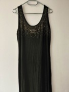 Sukienka czarna długa letnia prosta roz.M wymiary opis 