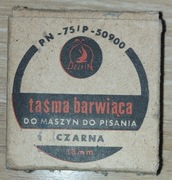 Taśma barwiąca DELFIN do maszyny do pisania  PRL 13mm SKOLWIN czarna 