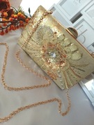 Torebka wieczorowa - Złota kopertówka 