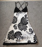 Koszulka nocna Reserved koronka i "satyna" rozm. S czarno-biała