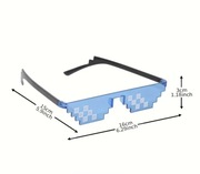 Okulary na halloween Śmieszne okulary Pixel Niebieskie