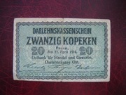 POLSKA BANKNOT /Poznań 20 kopiejek 1916 r.