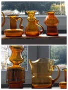 Wazony szkło miodowe prl kaganek dzbanek 