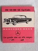 Unikatowe zapałki kolekcjonerskie Mercedes  250 SE/300 Cp/Cabri. 