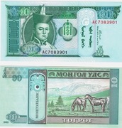 MONGOLIA 10 TUGRIK 2002 UNC