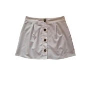Pretty Little Thing Spódnica Mini A-linia Ecru Kontrastowe Guziki R.38 M