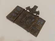 Mosiężny tryptyk, Rosja XIX wiek, emalia