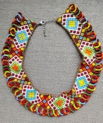 Krywulka naszyjnik z koralików rękodzieło łemkowska podkarpacka kolorowa