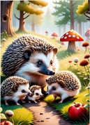 Haft diamentowy 30x40 jeże obraz na ramie