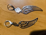 Srebrne kolczyki rodowane długie skrzydła anioła