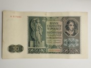 Sprzedam banknot Polska II RP 50 zł 1941r. seria A - Emilia Plater