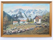  STARY DUŻY  OBRAZ OLEJNY NA PŁÓTNIE sygnowany