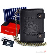 Portfel Męski Skórzany KOCHMANSKI Motocykl Łańcuch RFID Skóra Naturalna Box