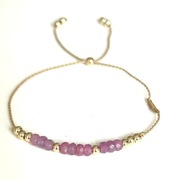 Bransoletka naturalny Szafir różowy Wysoka jakość 5A 14K GF