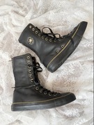 Wysokie skórzane czarne trampki Converse sznurowane wiązane 36,5