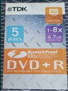 Nowe płyty DVD RW TDK Scratch Proof cena za 5 szt